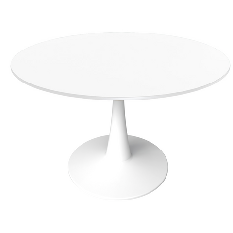 Bristol Round Dining Table with Sintered Stone/MDF Wood Tabletop in Black/White Steel