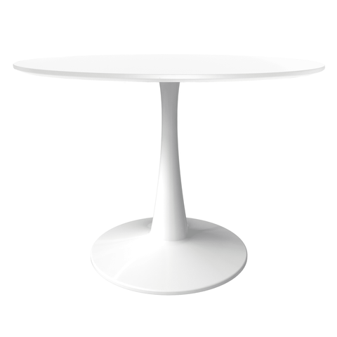 Bristol Round Dining Table with Sintered Stone/MDF Wood Tabletop in Black/White Steel