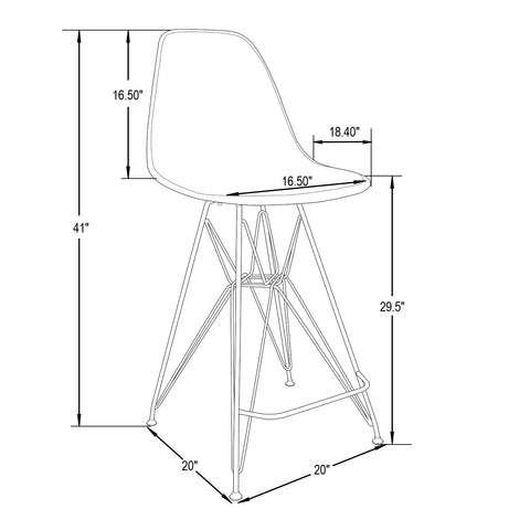 Cresco Modern Acrylic Barstool in Chrome Base for Kitchen and Dining Room