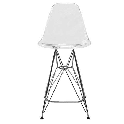 Cresco Modern Acrylic Barstool in Chrome Base for Kitchen and Dining Room