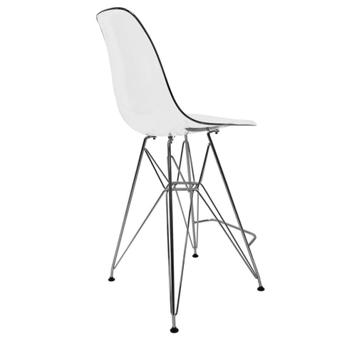 Cresco Modern Acrylic Barstool in Chrome Base for Kitchen and Dining Room