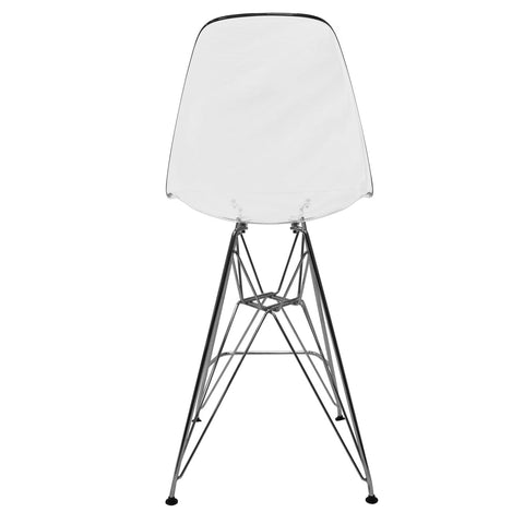 Cresco Modern Acrylic Barstool in Chrome Base for Kitchen and Dining Room