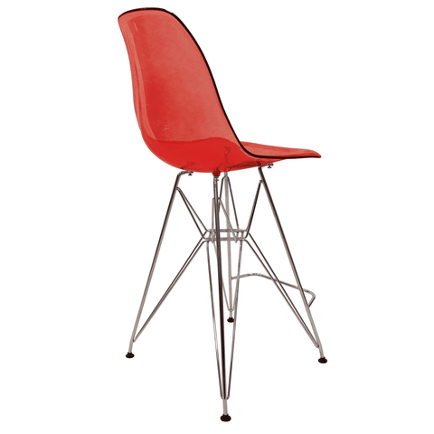 Cresco Modern Acrylic Barstool in Chrome Base for Kitchen and Dining Room