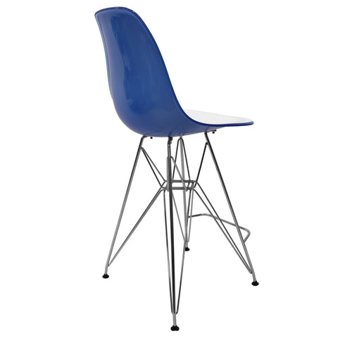 Cresco Modern Acrylic Barstool in Chrome Base for Kitchen and Dining Room