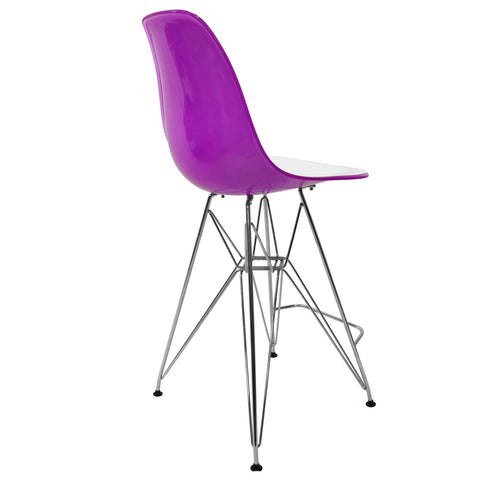 Cresco Modern Acrylic Barstool in Chrome Base for Kitchen and Dining Room