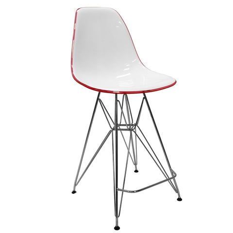 Cresco Modern Acrylic Barstool in Chrome Base for Kitchen and Dining Room