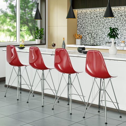 Cresco Modern Acrylic Barstool in Chrome Base for Kitchen and Dining Room