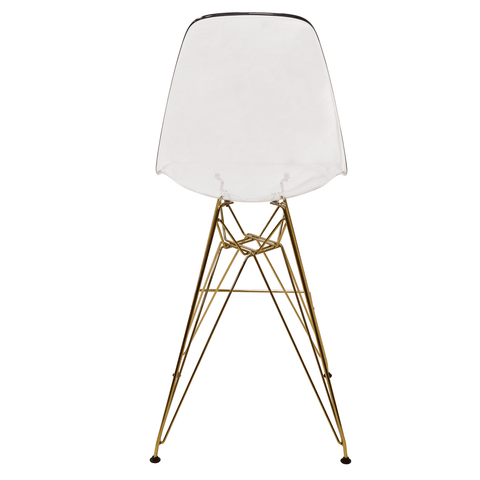 Cresco Modern Acrylic Barstool with Gold Chrome Base and Footrest