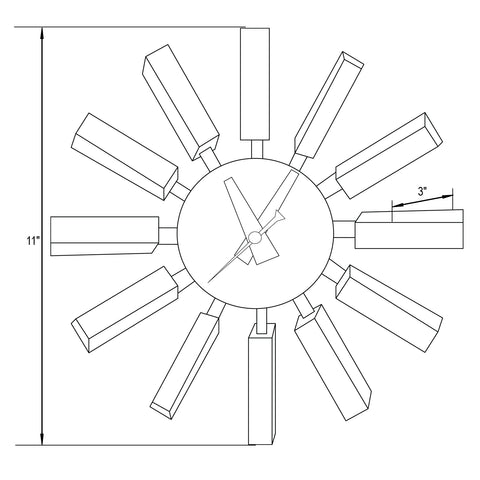 Vdara Modern Design Block Silent Non-Ticking Wall Clock