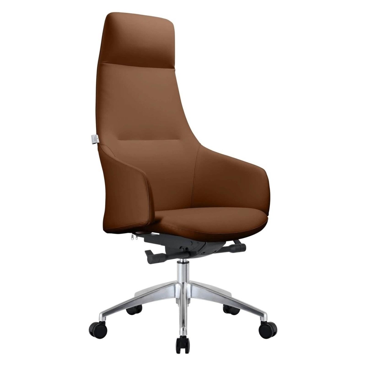 Celeste High - Back Office Chair in Upholstered Leather and Iron Base with Swivel and Tilt