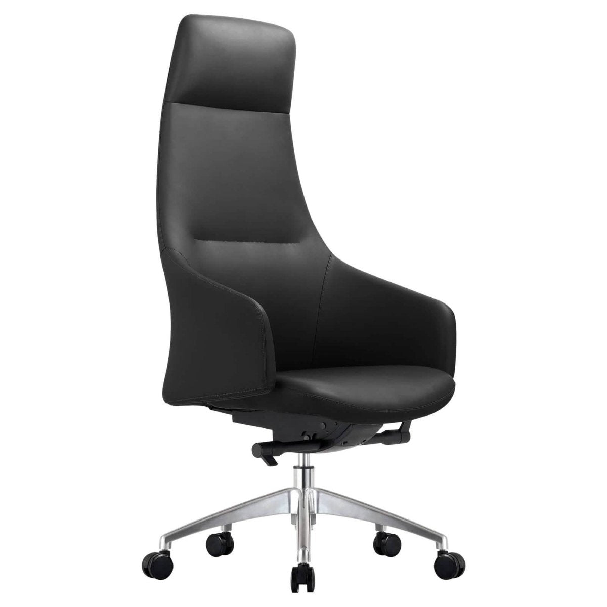Celeste High - Back Office Chair in Upholstered Leather and Iron Base with Swivel and Tilt