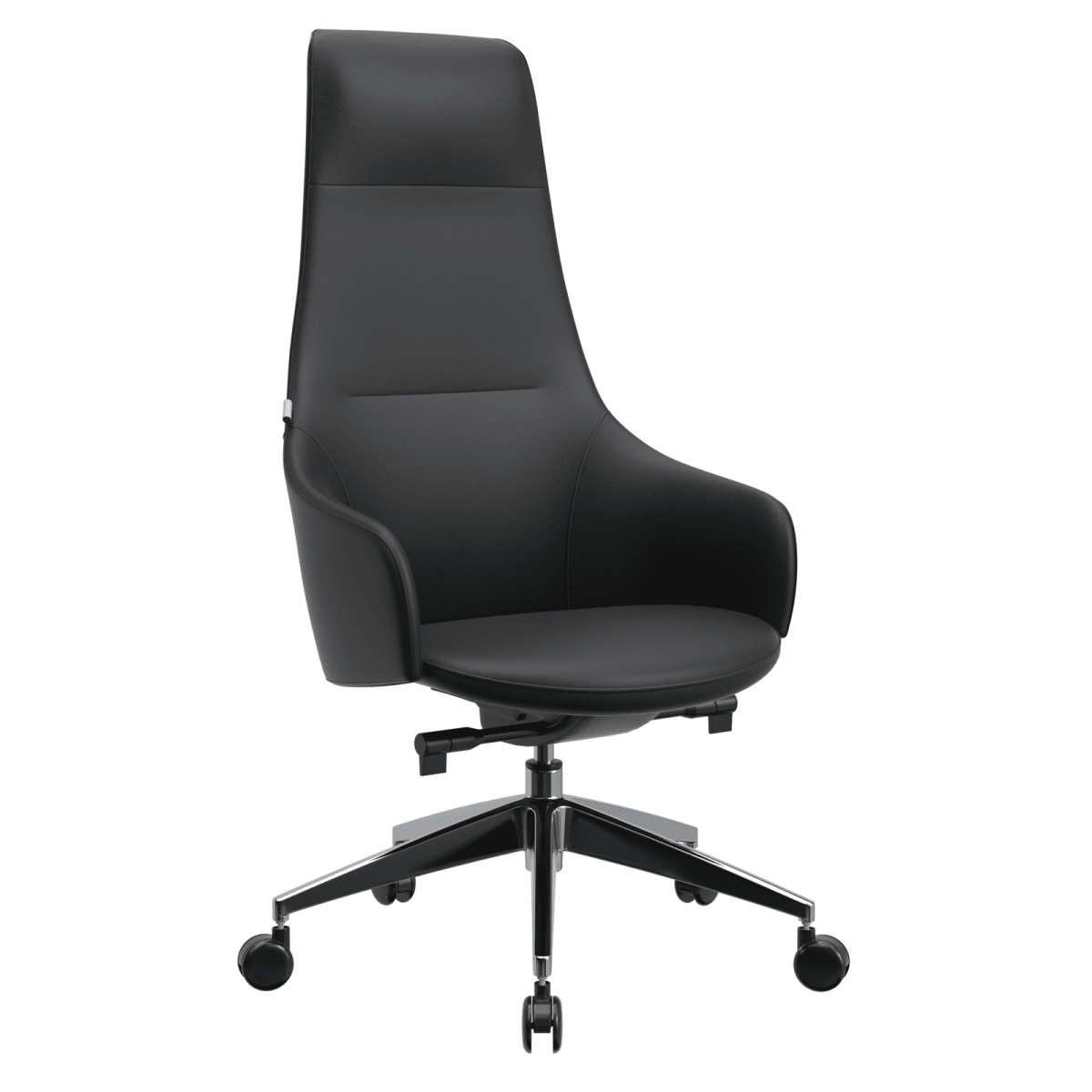 Celeste High - Back Office Chair in Upholstered Leather and Iron Base with Swivel and Tilt