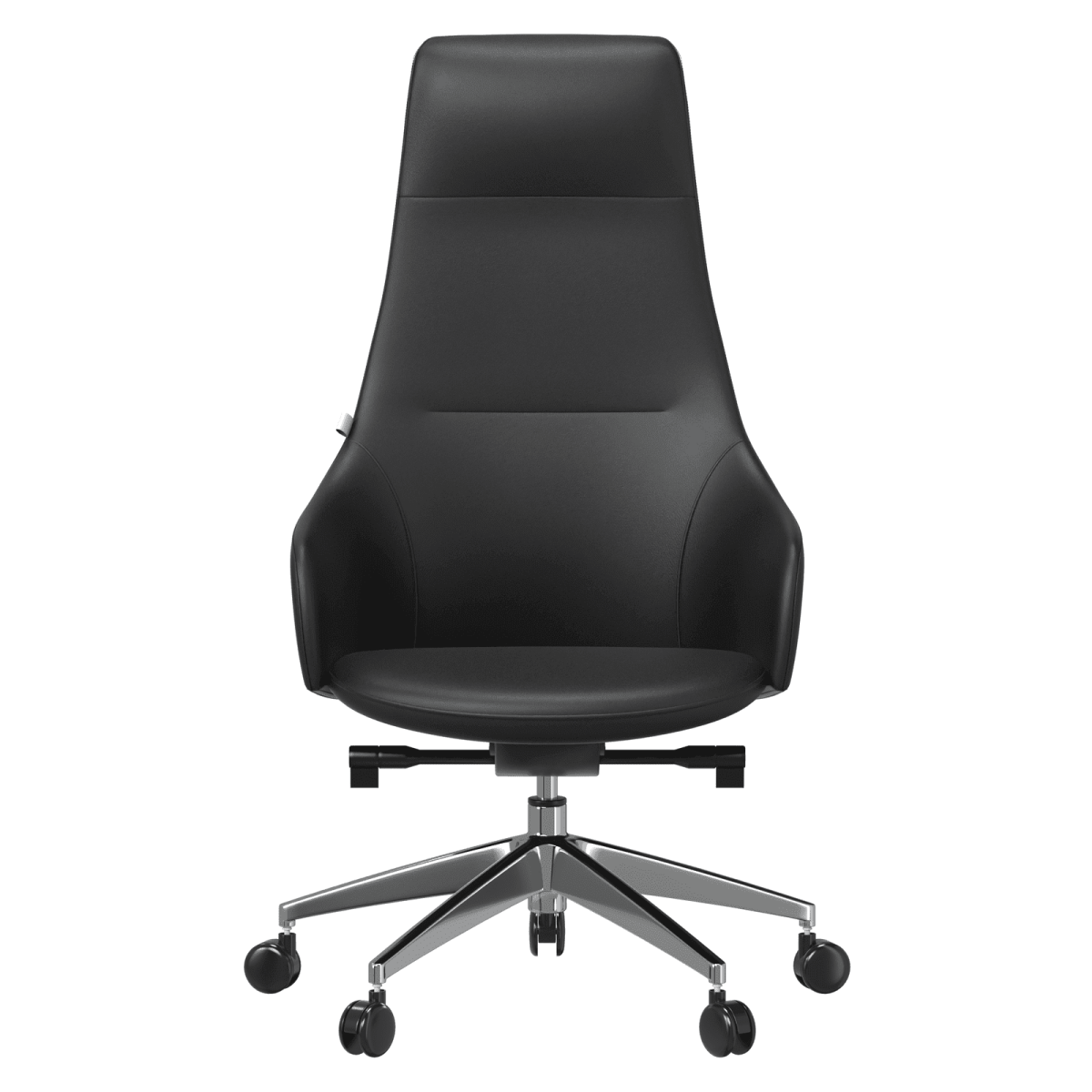 Celeste High - Back Office Chair in Upholstered Leather and Iron Base with Swivel and Tilt
