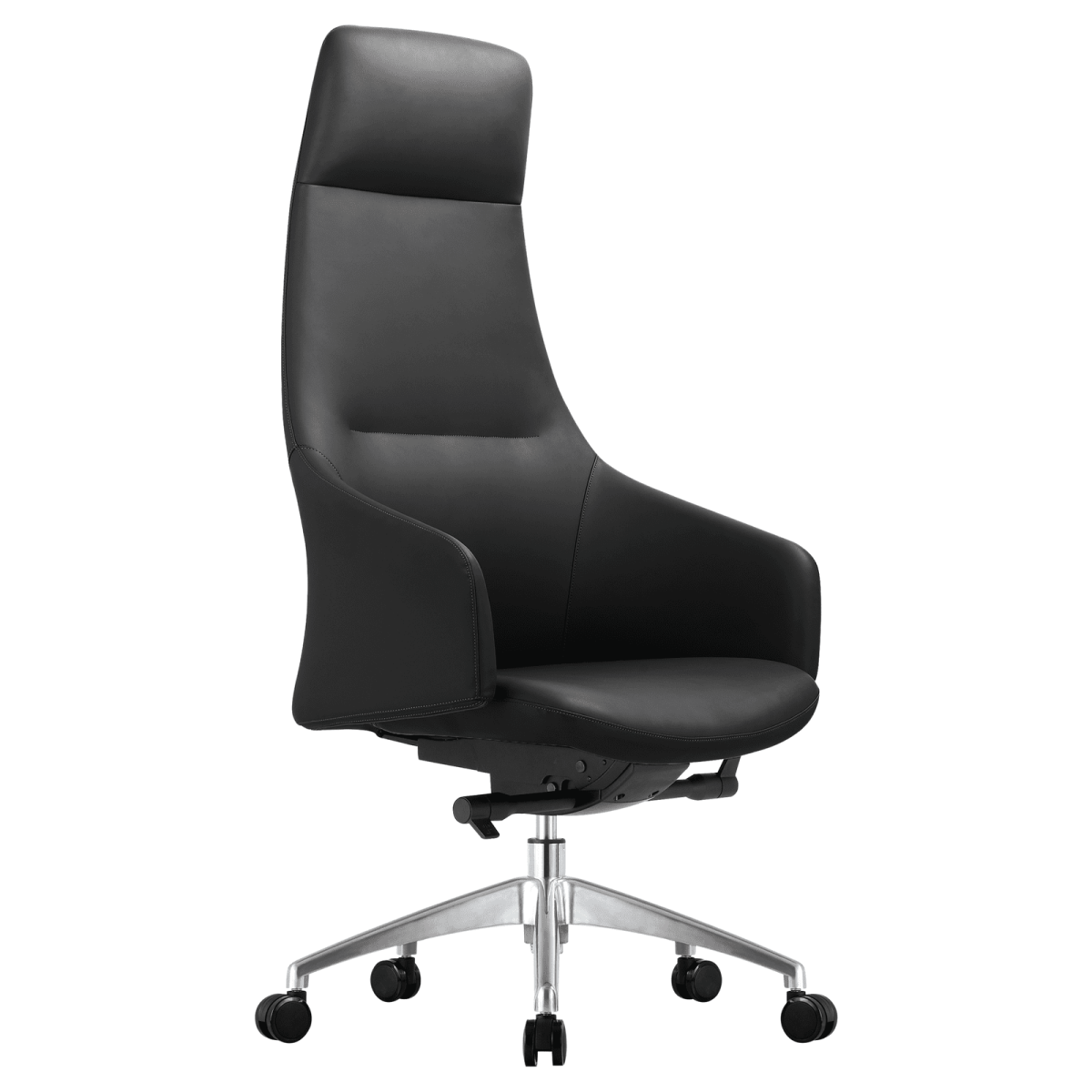 Celeste High - Back Office Chair in Upholstered Leather and Iron Base with Swivel and Tilt