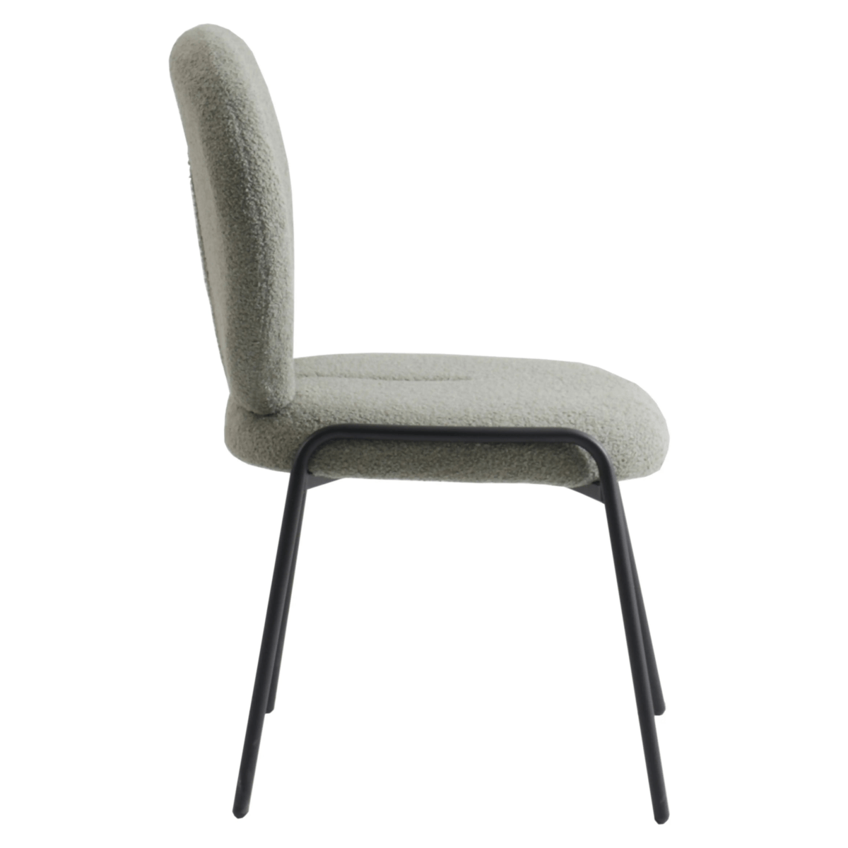 Celestial Modern Boucle Dining Side Chair with Black Powder Coated Iron Frame Set of 2