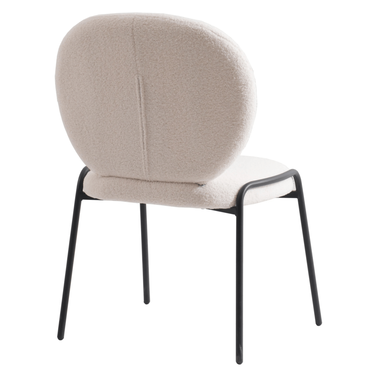 Celestial Modern Boucle Dining Side Chair with Black Powder Coated Iron Frame Set of 4
