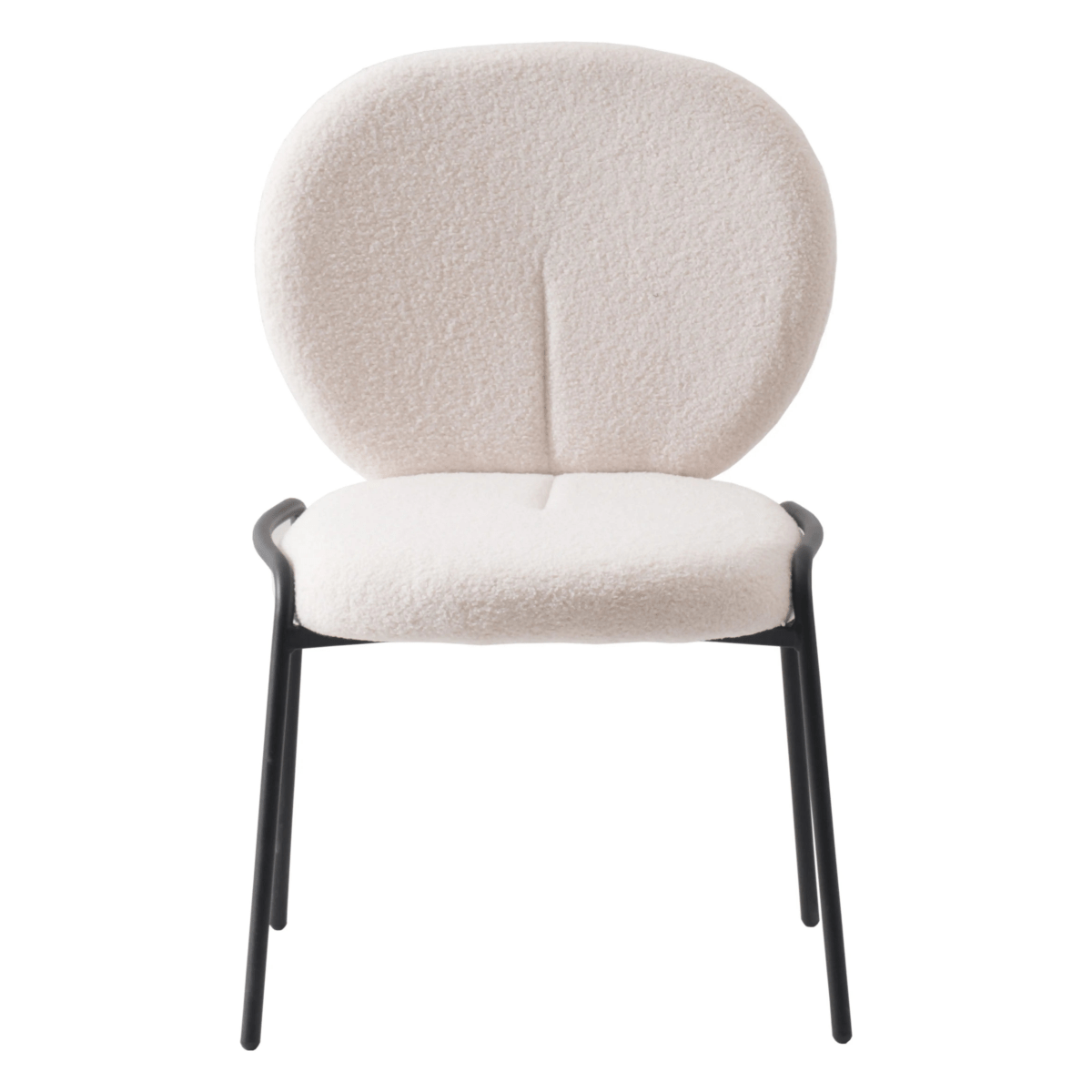 Celestial Modern Boucle Dining Side Chair with Black Powder Coated Iron Frame Set of 4