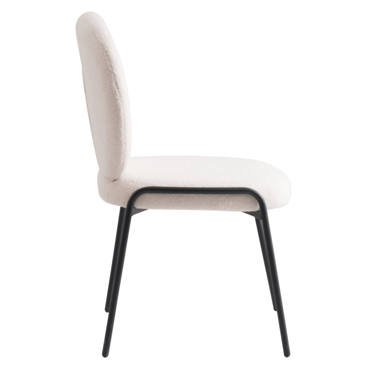 Celestial Modern Boucle Dining Side Chair with Black Powder Coated Iron Frame Set of 4