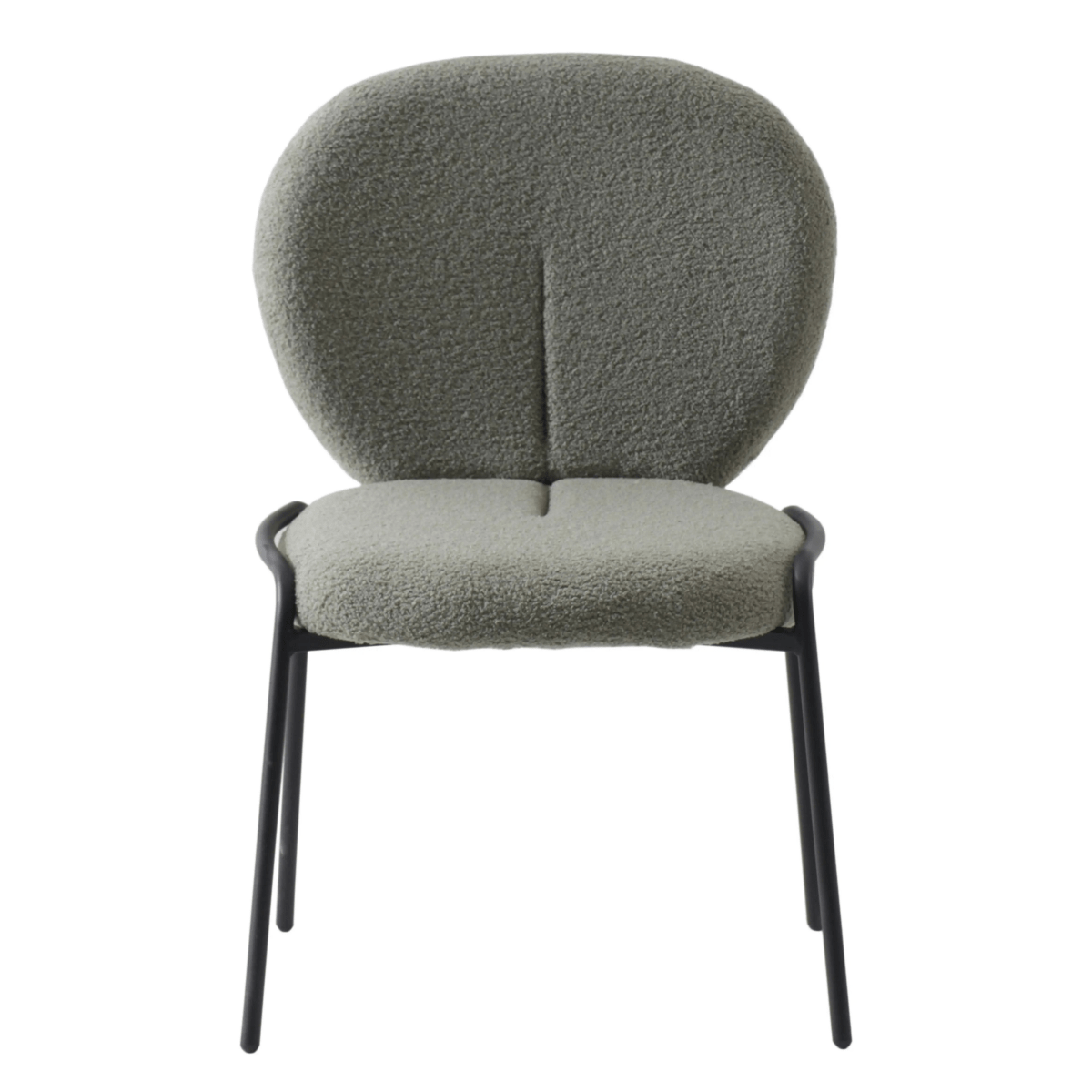 Celestial Modern Boucle Dining Side Chair with Black Powder Coated Iron Frame Set of 4