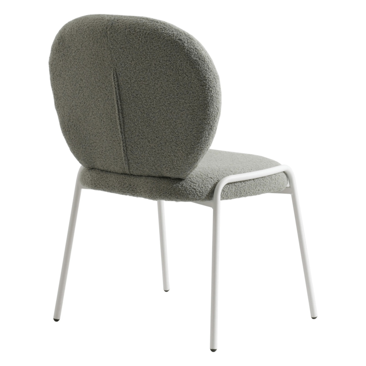 Celestial Modern Boucle Dining Side Chair with White Powder Coated Iron Frame Set of 2
