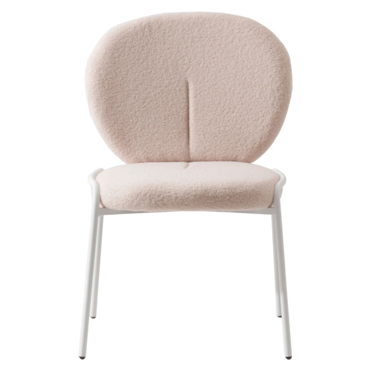 Celestial Modern Boucle Dining Side Chair with White Powder Coated Iron Frame Set of 2