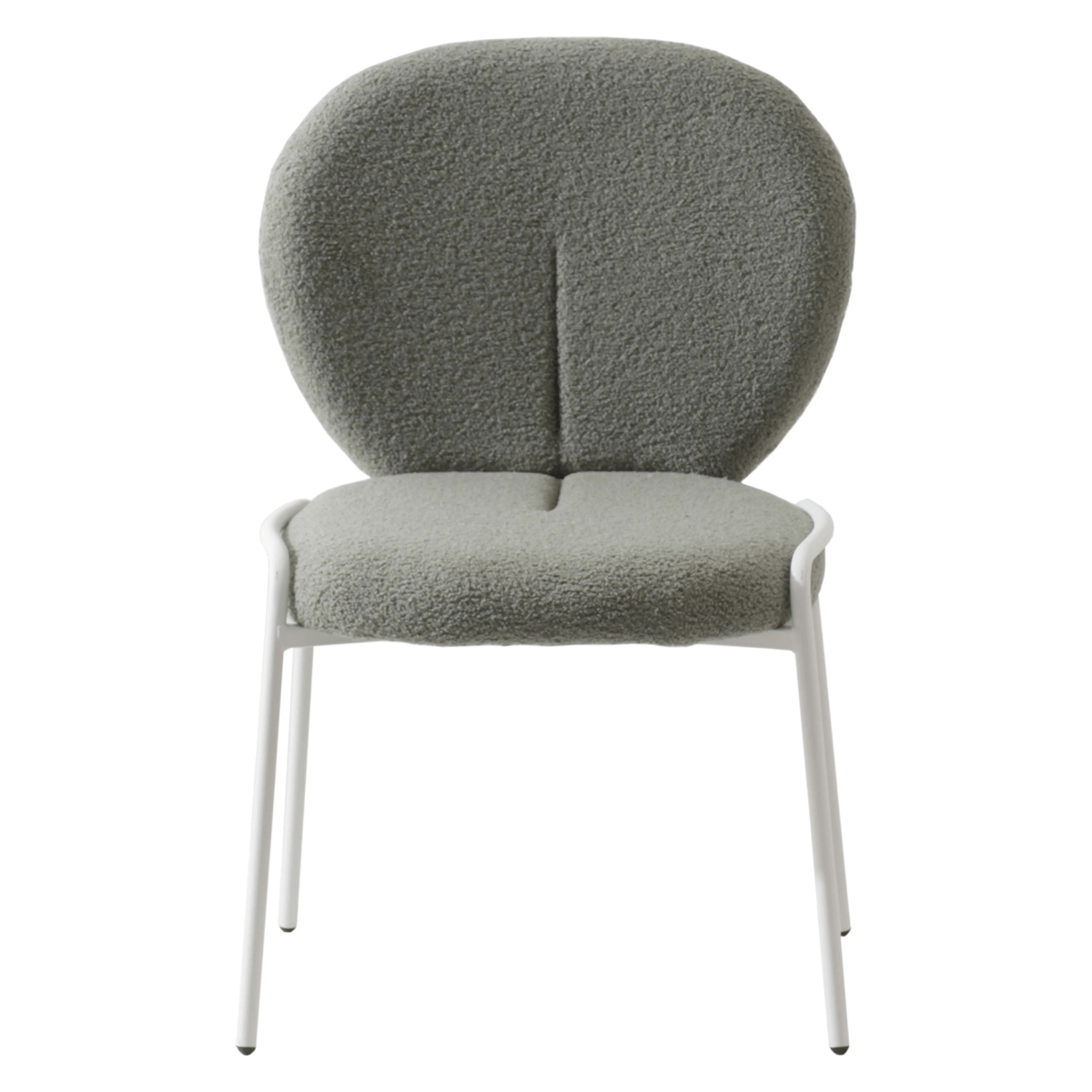 Celestial Modern Boucle Dining Side Chair with White Powder Coated Iron Frame Set of 2