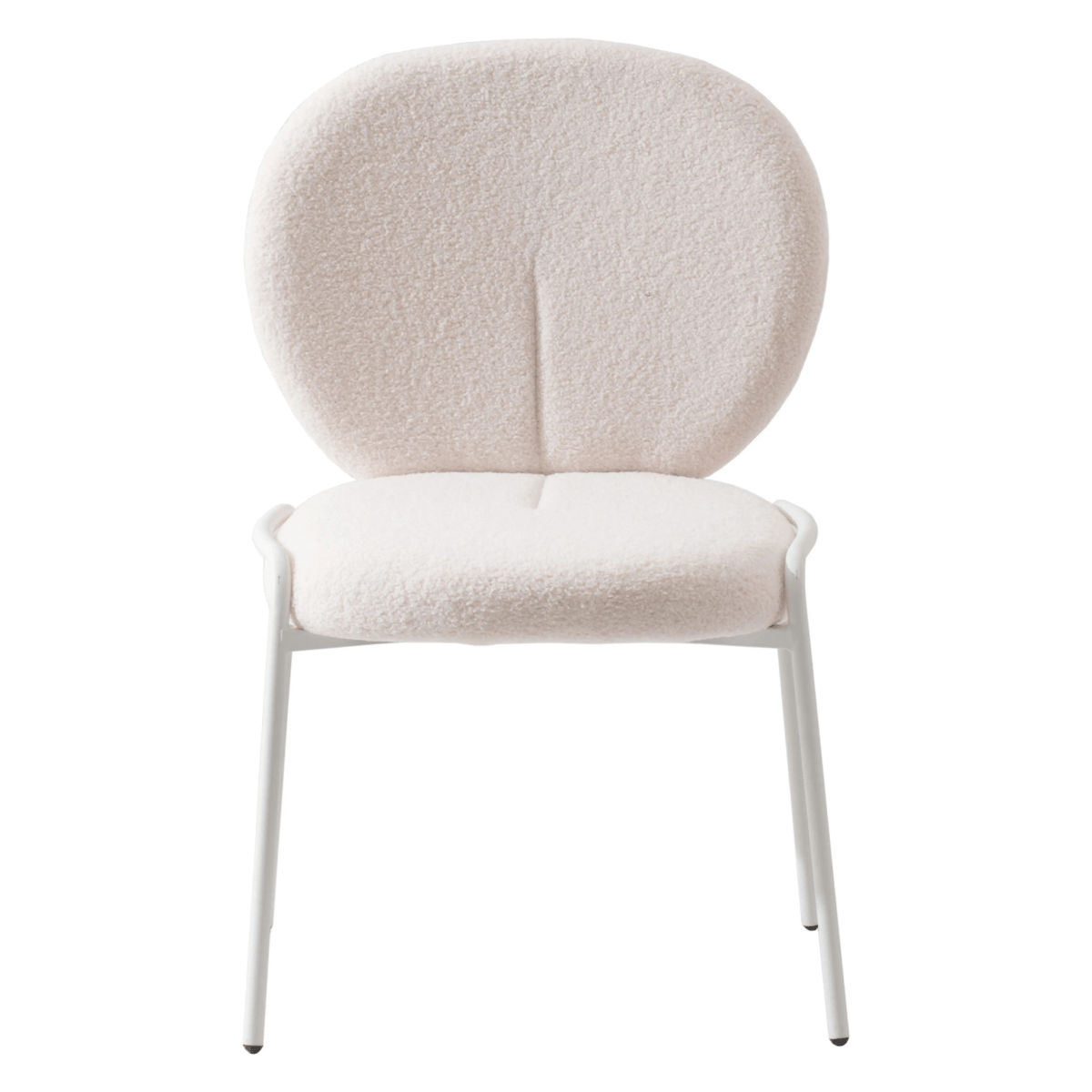 Celestial Modern Boucle Dining Side Chair with White Powder Coated Iron Frame Set of 2