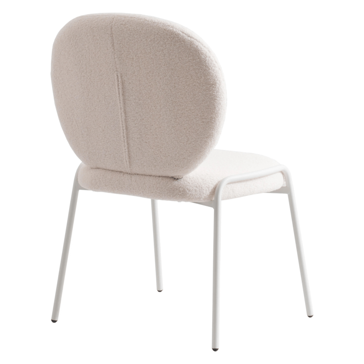 Celestial Modern Boucle Dining Side Chair with White Powder Coated Iron Frame Set of 2