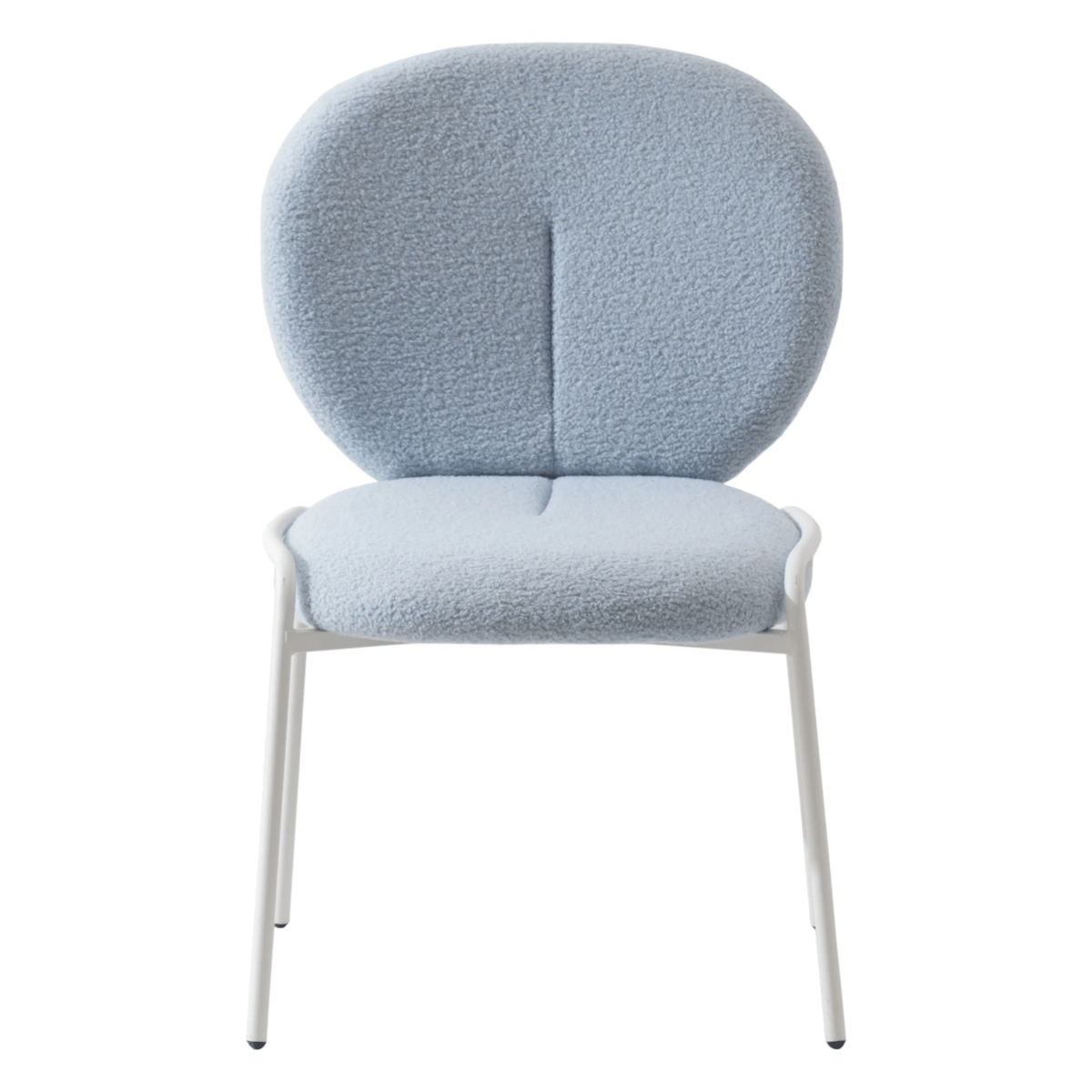 Celestial Modern Boucle Dining Side Chair with White Powder Coated Iron Frame Set of 2