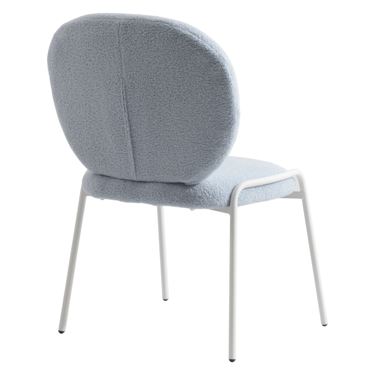 Celestial Modern Boucle Dining Side Chair with White Powder Coated Iron Frame Set of 2