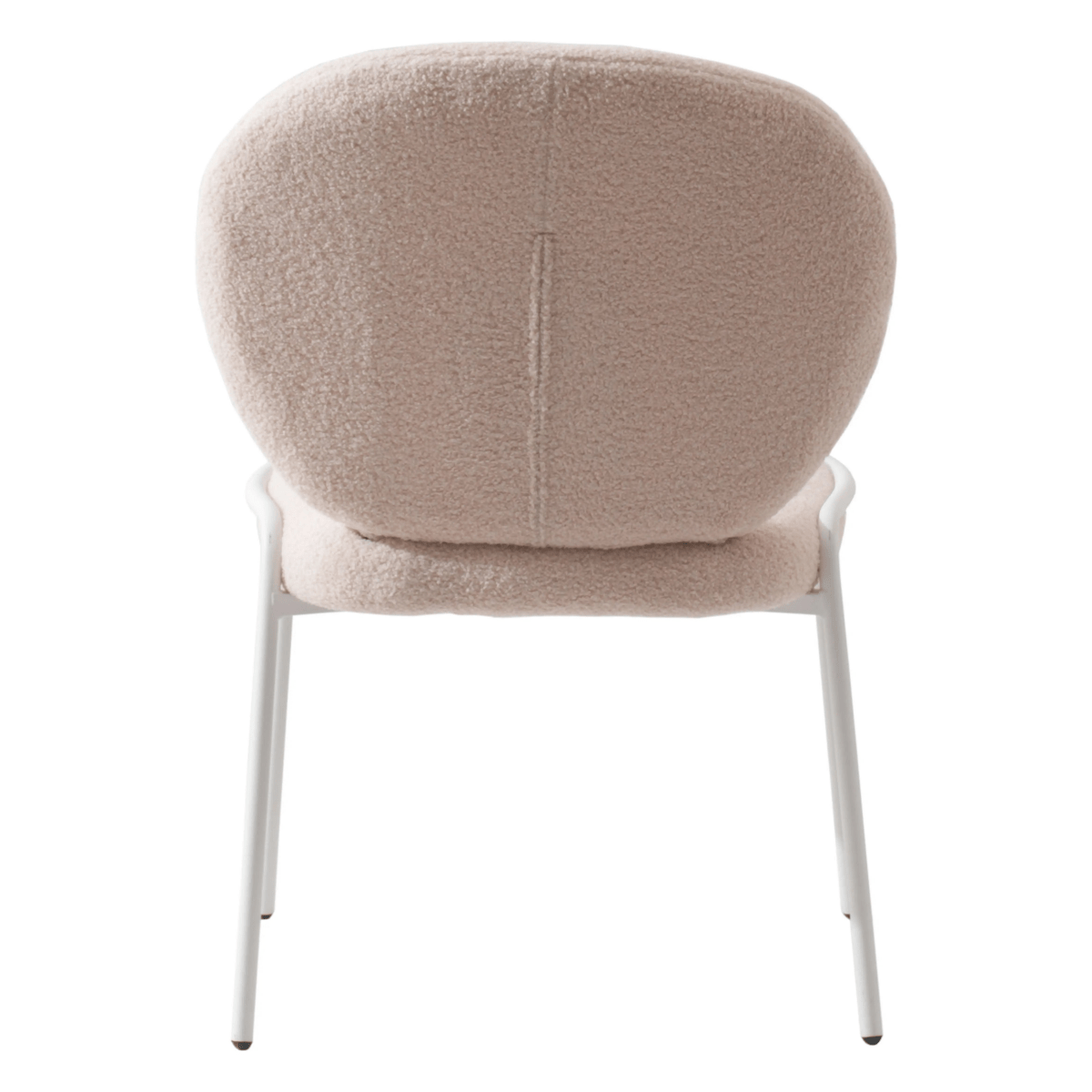 Celestial Modern Boucle Dining Side Chair with White Powder Coated Iron Frame Set of 4