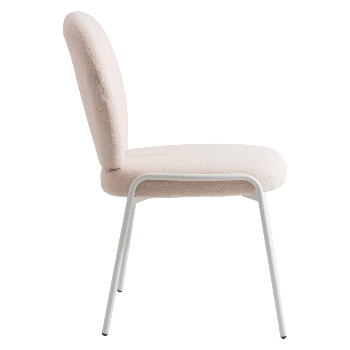 Celestial Modern Boucle Dining Side Chair with White Powder Coated Iron Frame Set of 4