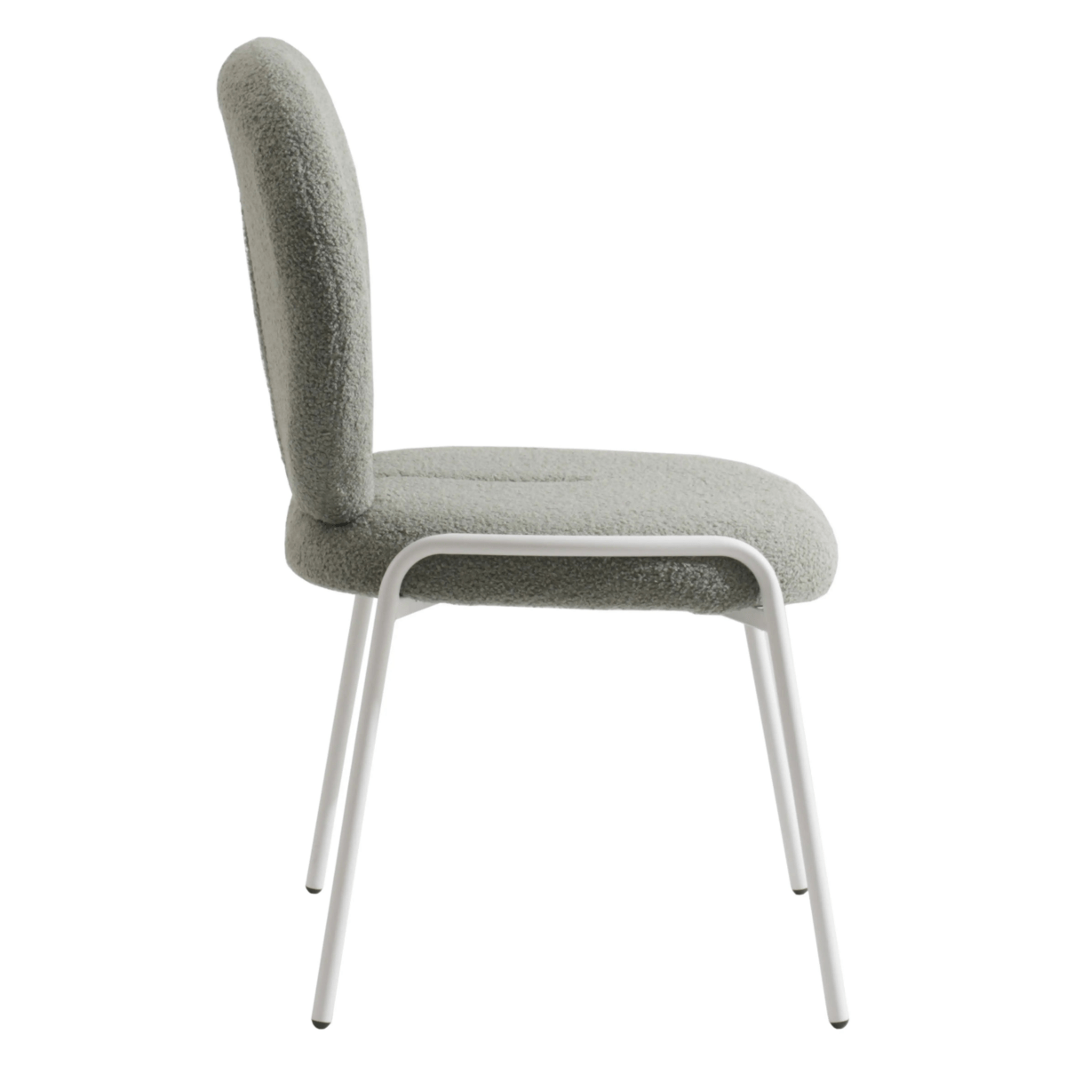 Celestial Modern Boucle Dining Side Chair with White Powder Coated Iron Frame Set of 4