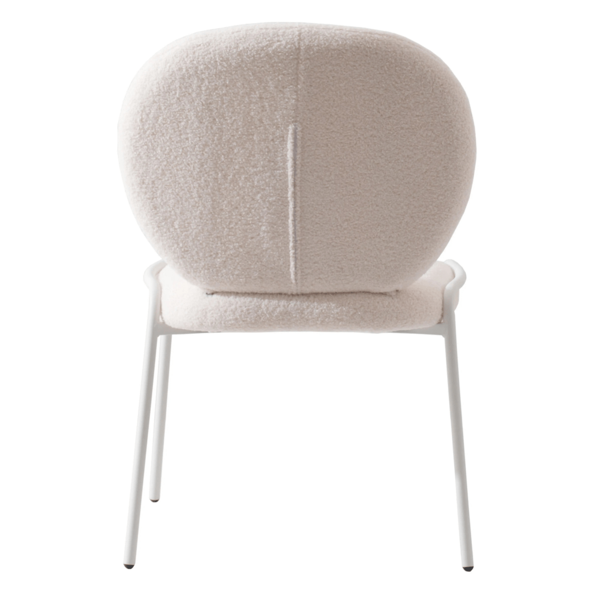 Celestial Modern Boucle Dining Side Chair with White Powder Coated Iron Frame Set of 4