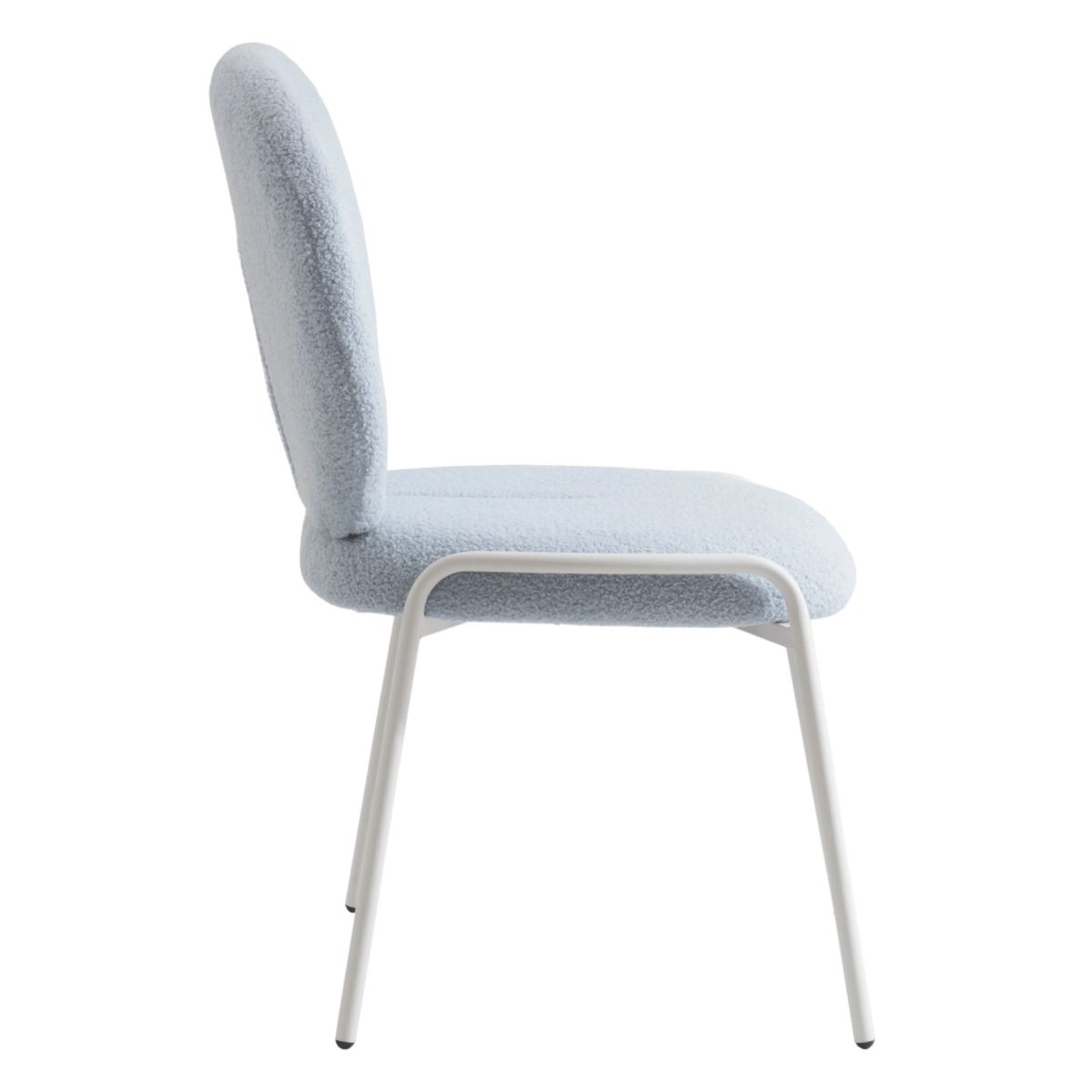 Celestial Modern Boucle Dining Side Chair with White Powder Coated Iron Frame Set of 4