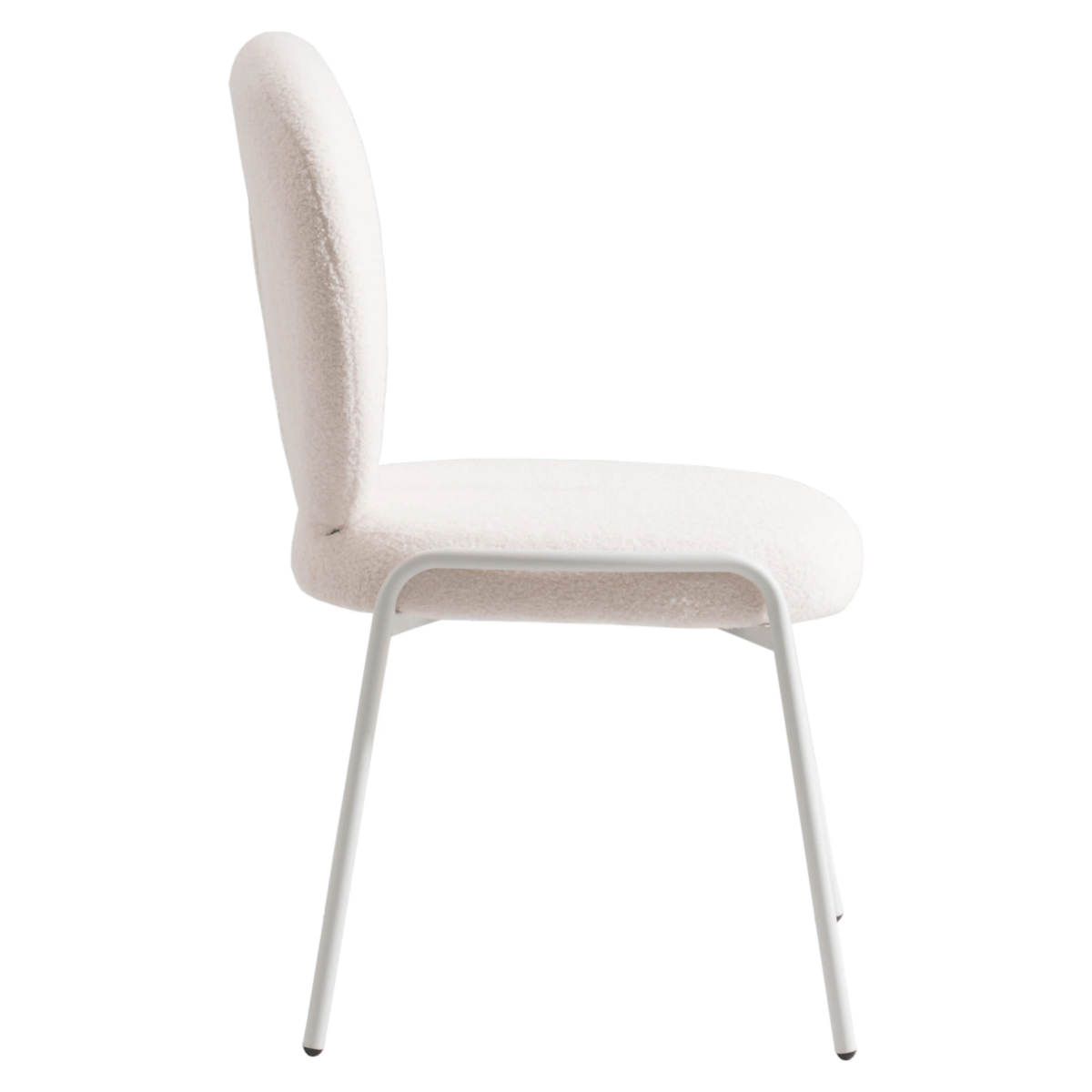 Celestial Modern Boucle Dining Side Chair with White Powder Coated Iron Frame Set of 4