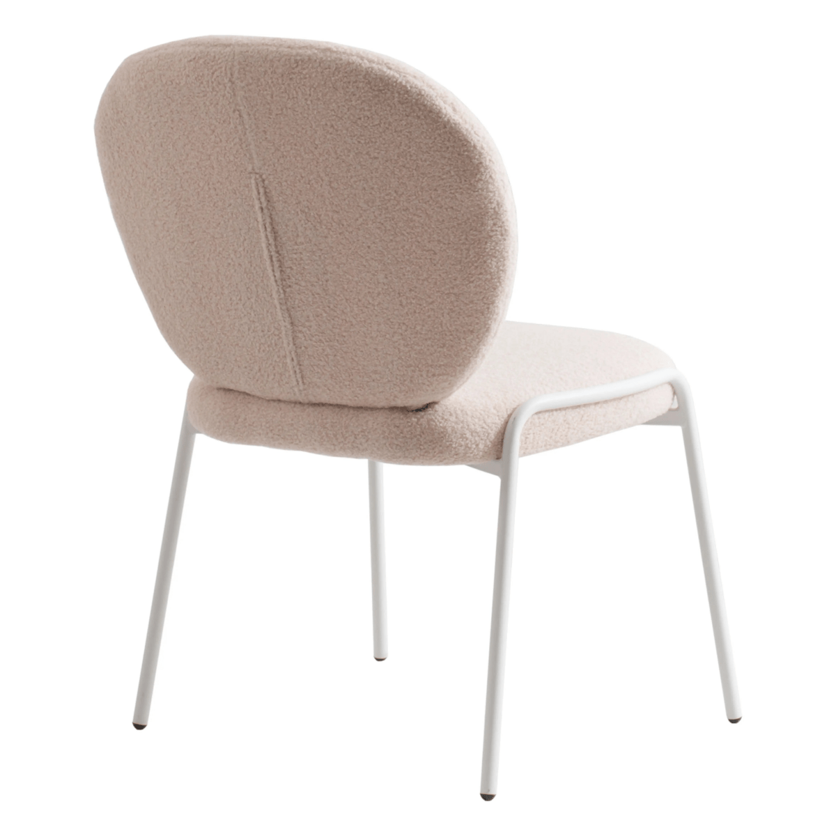 Celestial Modern Boucle Dining Side Chair with White Powder Coated Iron Frame Set of 4