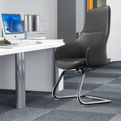 Celeste Leather Conference Office Chair with Upholstered Seat and Armrest