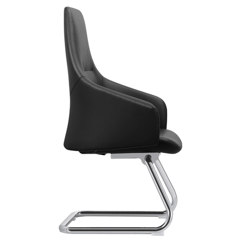 Celeste Leather Conference Office Chair with Upholstered Seat and Armrest