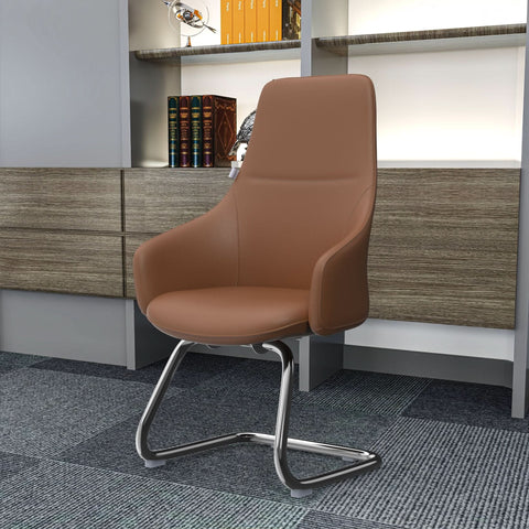 Celeste Leather Conference Office Chair with Upholstered Seat and Armrest