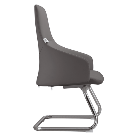 Celeste Leather Conference Office Chair with Upholstered Seat and Armrest