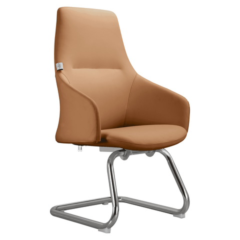 Celeste Leather Conference Office Chair with Upholstered Seat and Armrest