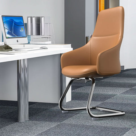 Celeste Leather Conference Office Chair with Upholstered Seat and Armrest