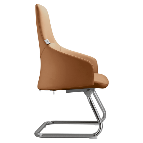 Celeste Leather Conference Office Chair with Upholstered Seat and Armrest