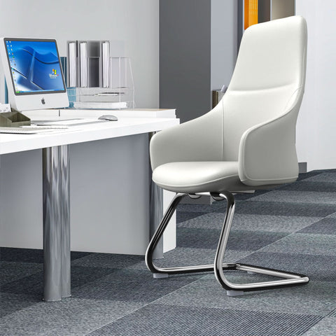 Celeste Leather Conference Office Chair with Upholstered Seat and Armrest