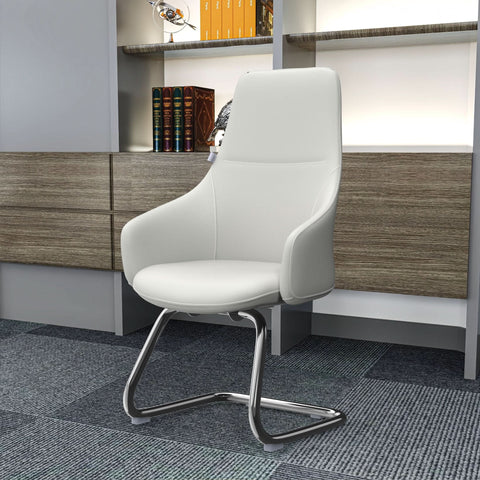 Celeste Leather Conference Office Chair with Upholstered Seat and Armrest