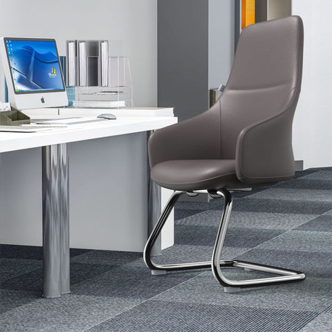 Celeste Leather Conference Office Chair with Upholstered Seat and Armrest