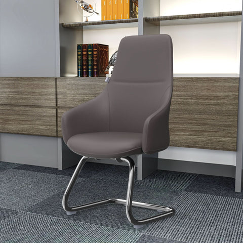 Celeste Leather Conference Office Chair with Upholstered Seat and Armrest