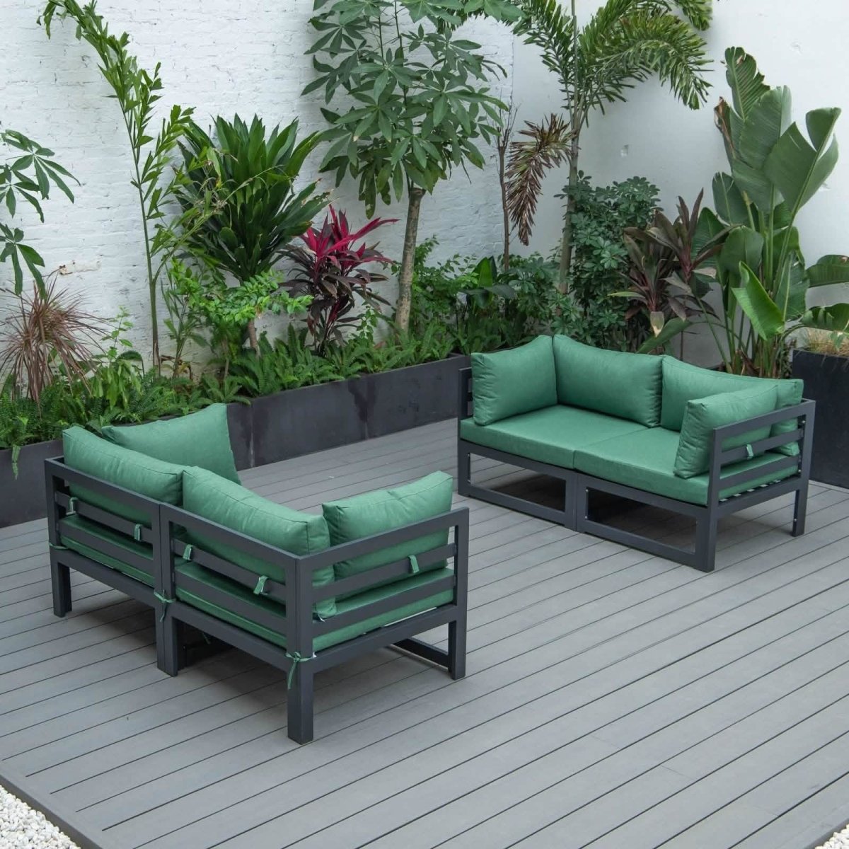 Chelsea 4 - Piece Sectional Loveseat Set Black Aluminum with Cushions