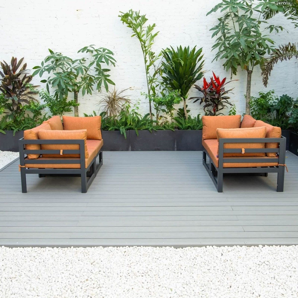 Chelsea 4 - Piece Sectional Loveseat Set Black Aluminum with Cushions